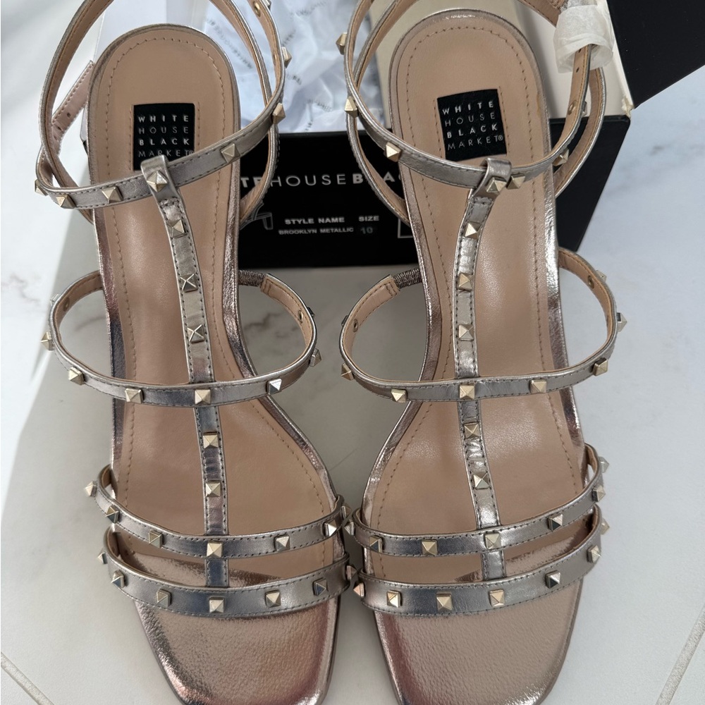 White House Black Market Studded Metallic Heels- Size 10- New!